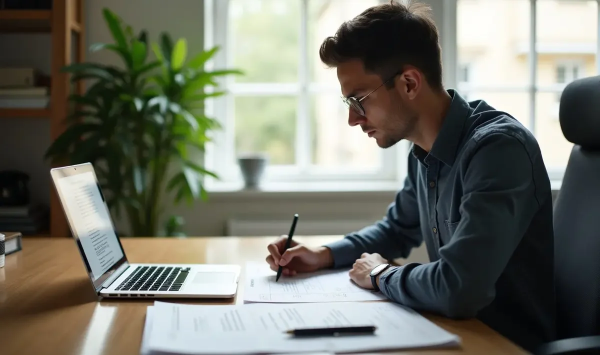 person writing cv job hunting