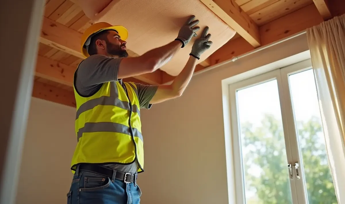 expert installing insulation home