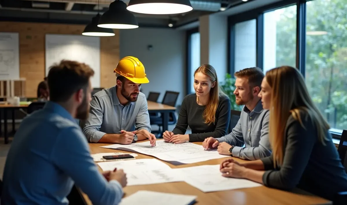 office team planning fit out tasks and professional contractor support